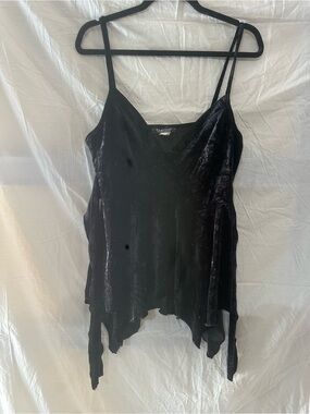 Rampage Black Velvet Handkerchief Hem Cami
